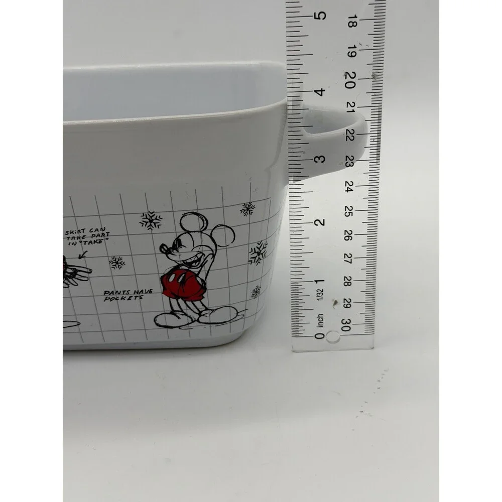 Disney Mickey Minnie Mouse Christmas Sketchbook Loaf Pan Bowl Porcelain